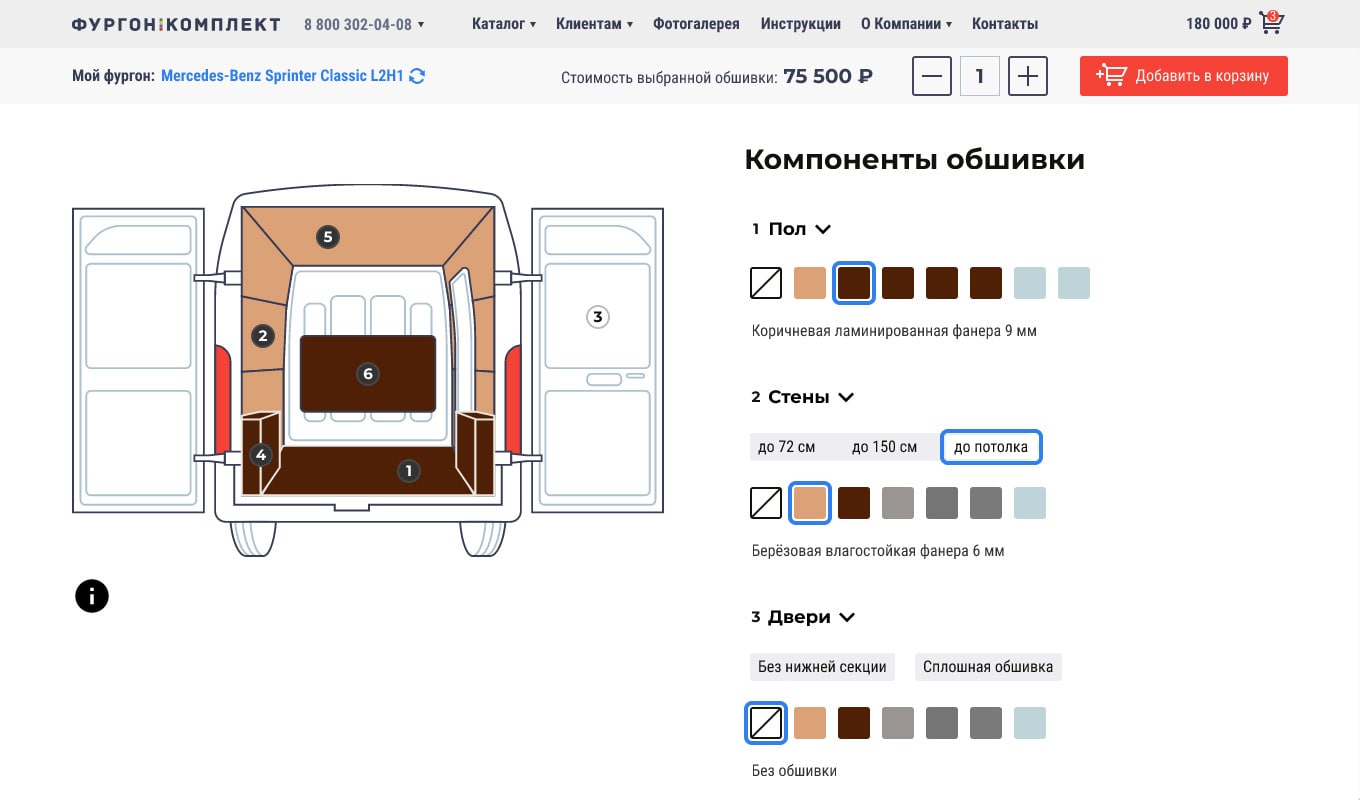 Конфигуратор обшивки фургонов для «Фургон-Комплекта». Схема обшивки фургона.